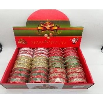 KARÁCSONYI SZALAG 2,5CM X 2,7M TÖBBFÉLE 36DB/DISPLAY