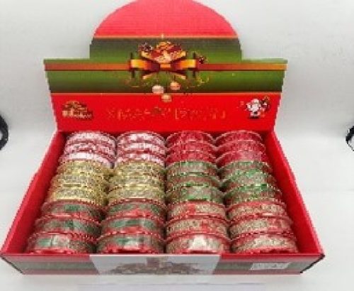 KARÁCSONYI SZALAG 2,5CM X 2,7M TÖBBFÉLE 36DB/DISPLAY