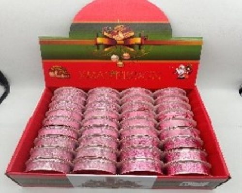 KARÁCSONYI SZALAG 2,5CM X 2,7M RÓZSASZÍN 36DB/DISPLAY