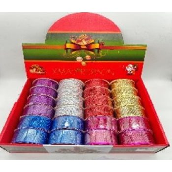 KARÁCSONYI SZALAG 3,8CM X 2,7M TÖBBFÉLE 24DB/DISPLAY