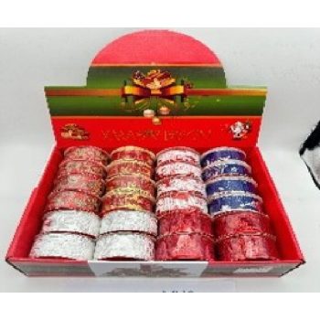 KARÁCSONYI SZALAG 3,8CM X 2,7M TÖBBFÉLE 24DB/DISPLAY