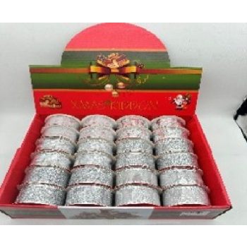 KARÁCSONYI SZALAG 3,8CM X 2,7M EZÜST 24DB/DISPLAY