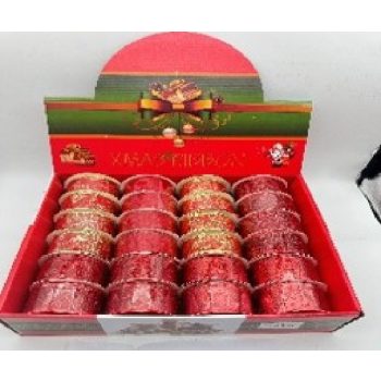 KARÁCSONYI SZALAG 3,8CM X 2,7M PIROS 24DB/DISPLAY