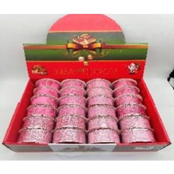 KARÁCSONYI SZALAG 3,8CM X 2,7M RÓZSASZÍN 24DB/DISPLAY