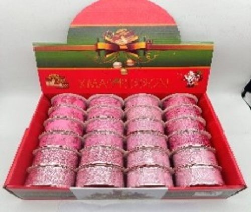 KARÁCSONYI SZALAG 3,8CM X 2,7M RÓZSASZÍN 24DB/DISPLAY