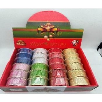 KARÁCSONYI SZALAG 3,8CM X 2,7M TÖBBFÉLE 24DB/DISPLAY