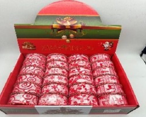 KARÁCSONYI SZALAG 3,8CM X 2,7M MINTÁS 24DB/DISPLAY