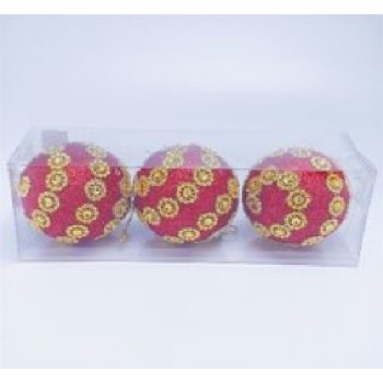 KARÁCSONYFA GÖMB DÍSZ 8CM 3DB-OS