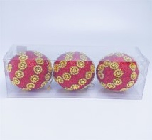 KARÁCSONYFA GÖMB DÍSZ 8CM 3DB-OS