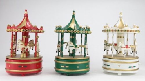 KARÁCSONYI ZENEDOBOZ KÖRHINTA 14X14X23.5CM 3F.