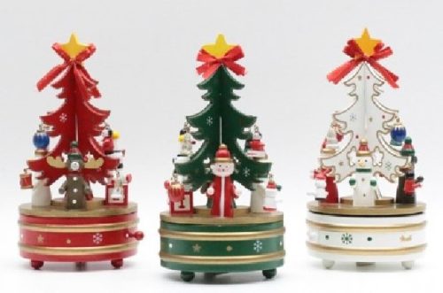 KARÁCSONYI ZENEDOBOZ KARÁCSONYFÁS 10.5X22CM 3F.