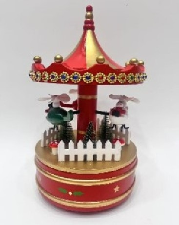 KARÁCSONYI ZENEDOBOZ BÁRÁNYOS 12.5X12.5X22CM