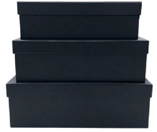 DÍSZDOBOZ SZETT 3R. NAGY:35,8X23,8X12CM PAPÍR, FEKTE