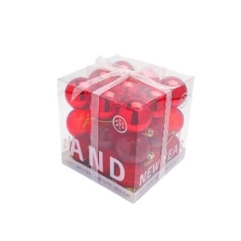 KARÁCSONYFA GÖMB PIROS 4CM 27PCS