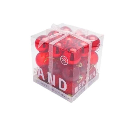 KARÁCSONYFA GÖMB PIROS 4CM 27PCS