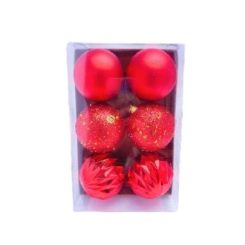 KARÁCSONYFA GÖMB PIROS 8PCS 6PSC