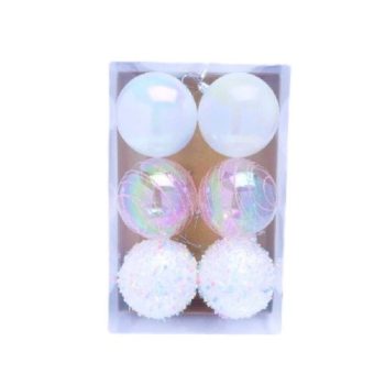 KARÁCSONYFA GÖMB FEHÉR 8PCS 6PSC