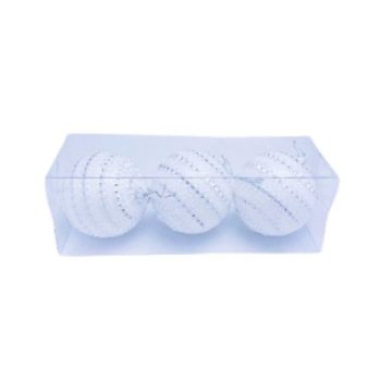 KARÁCSONYFA GÖMB FEHÉR 8CM 3PCS
