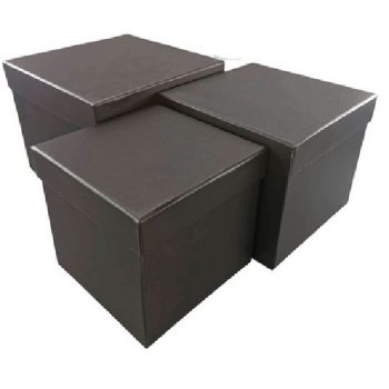 DÍSZDOBOZ SZETT 3R. NAGY:20,5X20,5X16,5CM PAPÍR, FEKETE