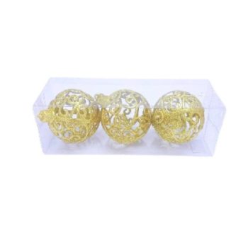 KARÁCSONYFA GÖMB ARANY 7,6CM 3PCS