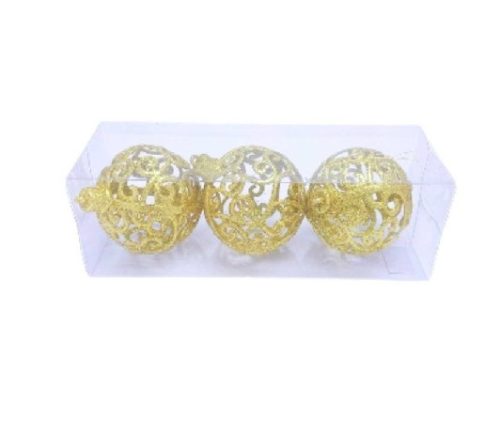 KARÁCSONYFA GÖMB ARANY 7,6CM 3PCS