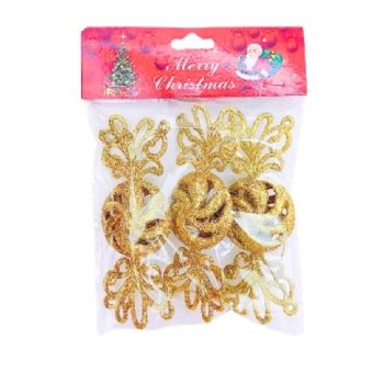 KARÁCSONYFA DEKORÁCIÓ ARANY SZALONCUKOR 13X5CM 3PCS