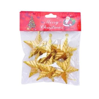KARÁCSONYFA DEKORÁCIÓ ARANY CSILLAG 7X7CM 6PCS