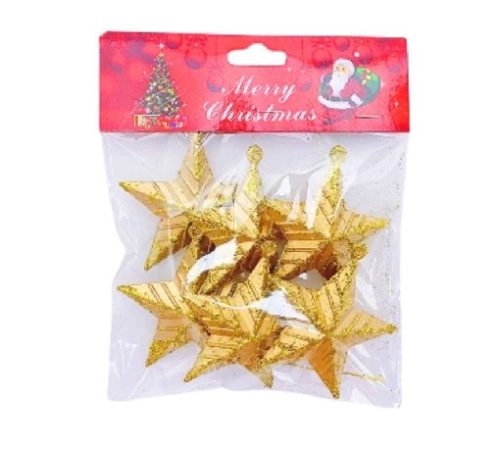 KARÁCSONYFA DEKORÁCIÓ ARANY CSILLAG 7X7CM 6PCS