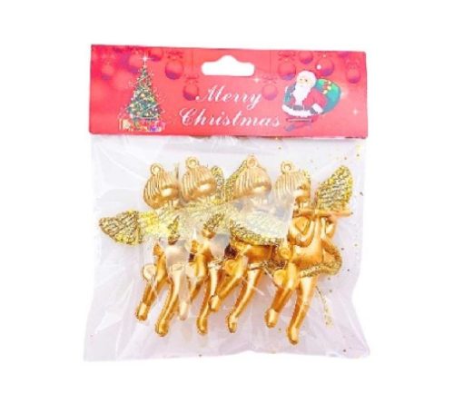 KARÁCSONYFA DEKORÁCIÓ ARANY ANGYAL 9CM 4PCS