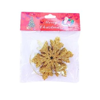 KARÁCSONYFA DEKORÁCIÓ ARANY HÓPEHELY 10CM 6PCS