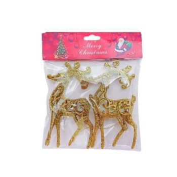 KARÁCSONYFA DEKORÁCIÓ ARANY SZARVAS 15X8CM 2PCS