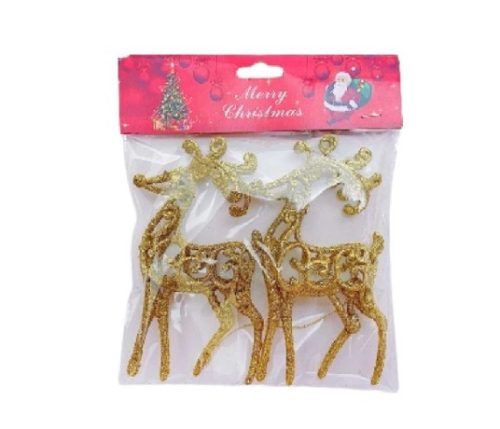 KARÁCSONYFA DEKORÁCIÓ ARANY SZARVAS 15X8CM 2PCS