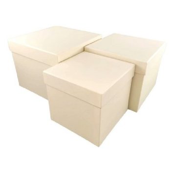 DÍSZDOBOZ SZETT 3R. NAGY:20,5X20,5X16,5CM PAPÍR, BÉZS