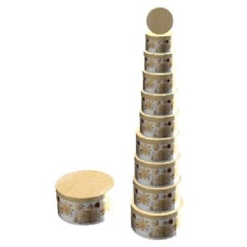   KARÁCSONYI AJÁNDÉKDOBOZ SZETT 10 RÉSZES KEREK 15,3X8,7 - 35X17,3CM