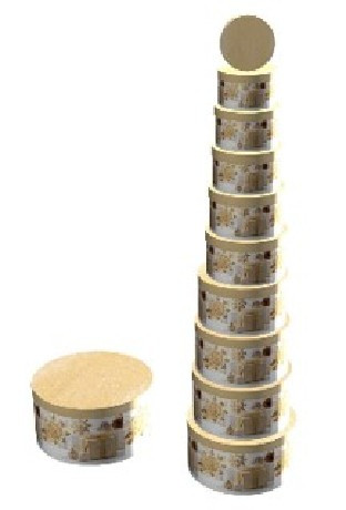 KARÁCSONYI AJÁNDÉKDOBOZ SZETT 10 RÉSZES KEREK 15,3X8,7 - 35X17,3CM