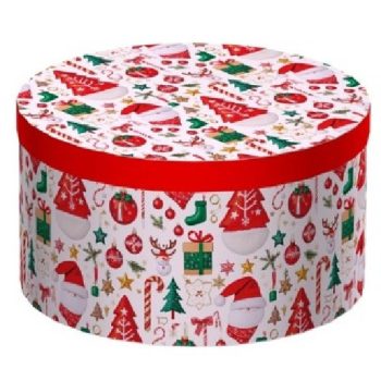   KARÁCSONYI AJÁNDÉKDOBOZ SZETT 10 RÉSZES KEREK 15,3X8,7 - 35X17,3CM