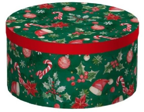 KARÁCSONYI AJÁNDÉKDOBOZ SZETT 10 RÉSZES KEREK 15,3X8,7 - 35X17,3CM