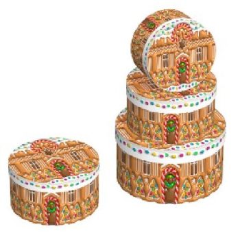   KARÁCSONYI AJÁNDÉKDOBOZ SZETT 3 RÉSZES KEREK 21X21X11,5/17X17X9/14X14X7,5CM