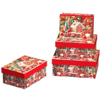   KARÁCSONYI AJÁNDÉKDOBOZ 3 RÉSZES 12,2X8,5X5,1CM 14,2X10X5,8CM 16,2X12X6,5CM