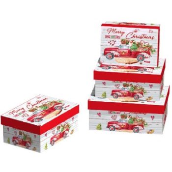   KARÁCSONYI AJÁNDÉKDOBOZ 3 RÉSZES 12,2X8,5X5,1CM 14,2X10X5,8CM 16,2X12X6,5CM