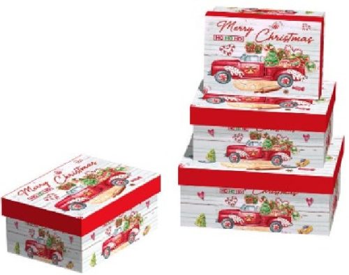 KARÁCSONYI AJÁNDÉKDOBOZ 3 RÉSZES 12,2X8,5X5,1CM 14,2X10X5,8CM 16,2X12X6,5CM