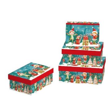   KARÁCSONYI AJÁNDÉKDOBOZ 3 RÉSZES 12,2X8,5X5,1CM 14,2X10X5,8CM 16,2X12X6,5CM