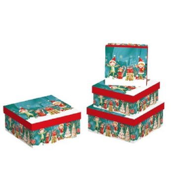   KARÁCSONYI AJÁNDÉKDOBOZ 3 RÉSZES 11X11X4,9CM 13X13X5,9CM 15X15X6,9CM