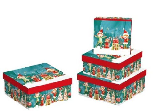 KARÁCSONYI AJÁNDÉKDOBOZ 3 RÉSZES 11X11X4,9CM 13X13X5,9CM 15X15X6,9CM