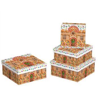   KARÁCSONYI AJÁNDÉKDOBOZ 3 RÉSZES 11X11X4,9CM 13X13X5,9CM 15X15X6,9CM