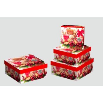   KARÁCSONYI AJÁNDÉKDOBOZ 3 RÉSZES 11X11X4,9CM 13X13X5,9CM 15X15X6,9CM