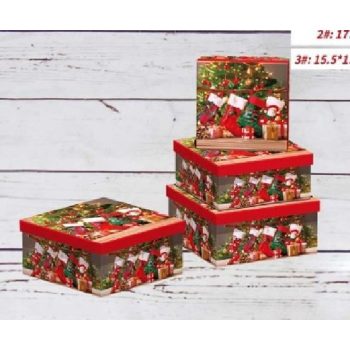   KARÁCSONYI AJÁNDÉKDOBOZ 3 RÉSZES 17X17X9,5CM 15X15X8,5CM 13X13X7,5CM