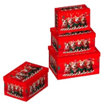   KARÁCSONYI AJÁNDÉKDOBOZ 3 RÉSZES 22X15X11,5CM 19X13X9,5CM 16X11X7CM