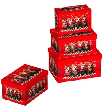 KARÁCSONYI AJÁNDÉKDOBOZ 3 RÉSZES 22X15X11,5CM 19X13X9,5CM 16X11X7CM