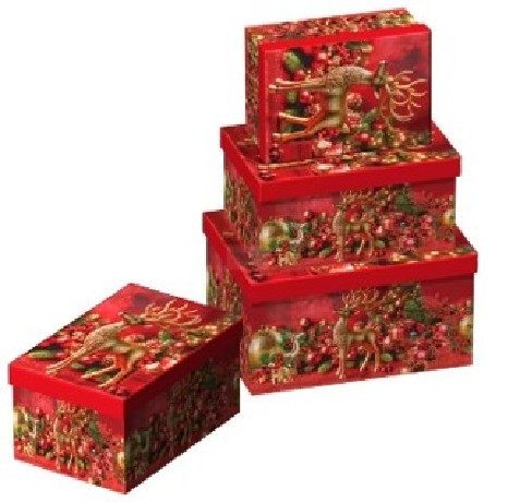 KARÁCSONYI AJÁNDÉKDOBOZ 3 RÉSZES 22X15X11,5CM 19X13X9,5CM 16X11X7CM